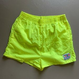 VINTAGE 90s Neon Nylon Shorts Size Medium
